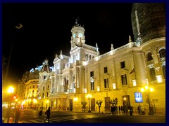 Valencia by night - City Hall, beautifully illuminated at night.